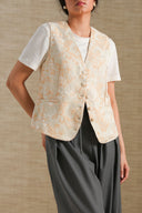 PINK JACQUARD FLORAL VEST