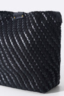 BLACK PALM WEAVE TOTE