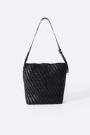 BLACK PALM WEAVE TOTE