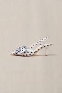 WHITE PEBBLE DOT HEELS
