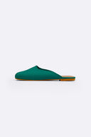 BOTTLE GREEN SATIN MULES