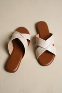 OFF WHITE CROSS STRAP SLIDES