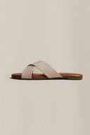 OFF WHITE CROSS STRAP SLIDES