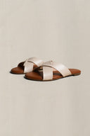 OFF WHITE CROSS STRAP SLIDES