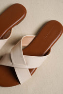 OFF WHITE CROSS STRAP SLIDES