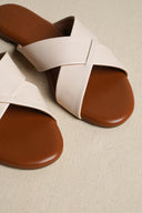 OFF WHITE CROSS STRAP SLIDES