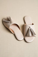 OFF WHITE TROPIC TASSEL SLIDES
