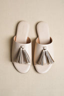 OFF WHITE TROPIC TASSEL SLIDES
