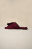 PLUM TROPIC TASSEL SLIDES