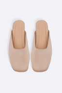 TAUPE SATIN MULES